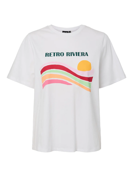 PIECES "Retro Riviera" T-Shirt in White