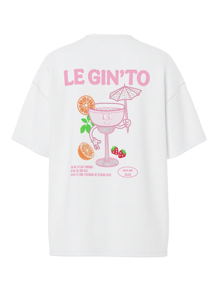 PIECES Rhinestone Detail Gin T-Shirt in White