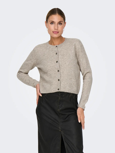 JDY Knitted Long Sleeve Cardigan in Beige
