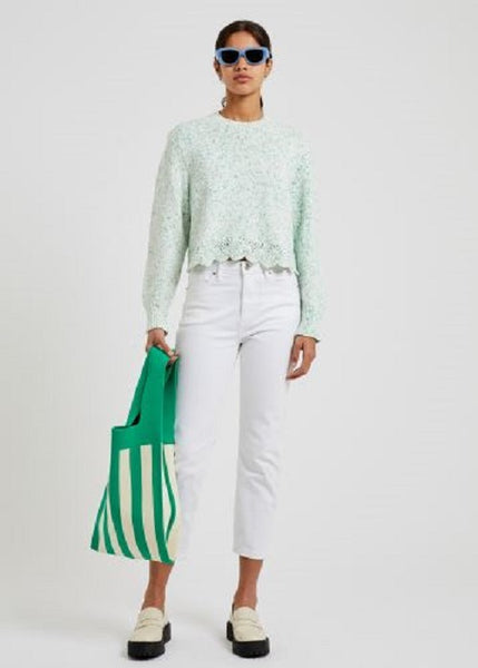 French Connection Nevanna Recycled Scallop Hem Sweater in Green