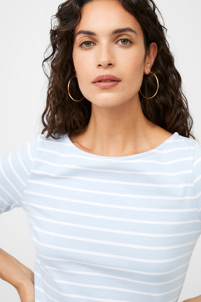 Great Plains 3/4 Sleeve White Stripe Top in Blue