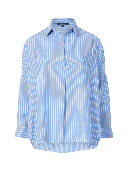 French Connection Rhodes Stripe Poplin Shirt in Blue