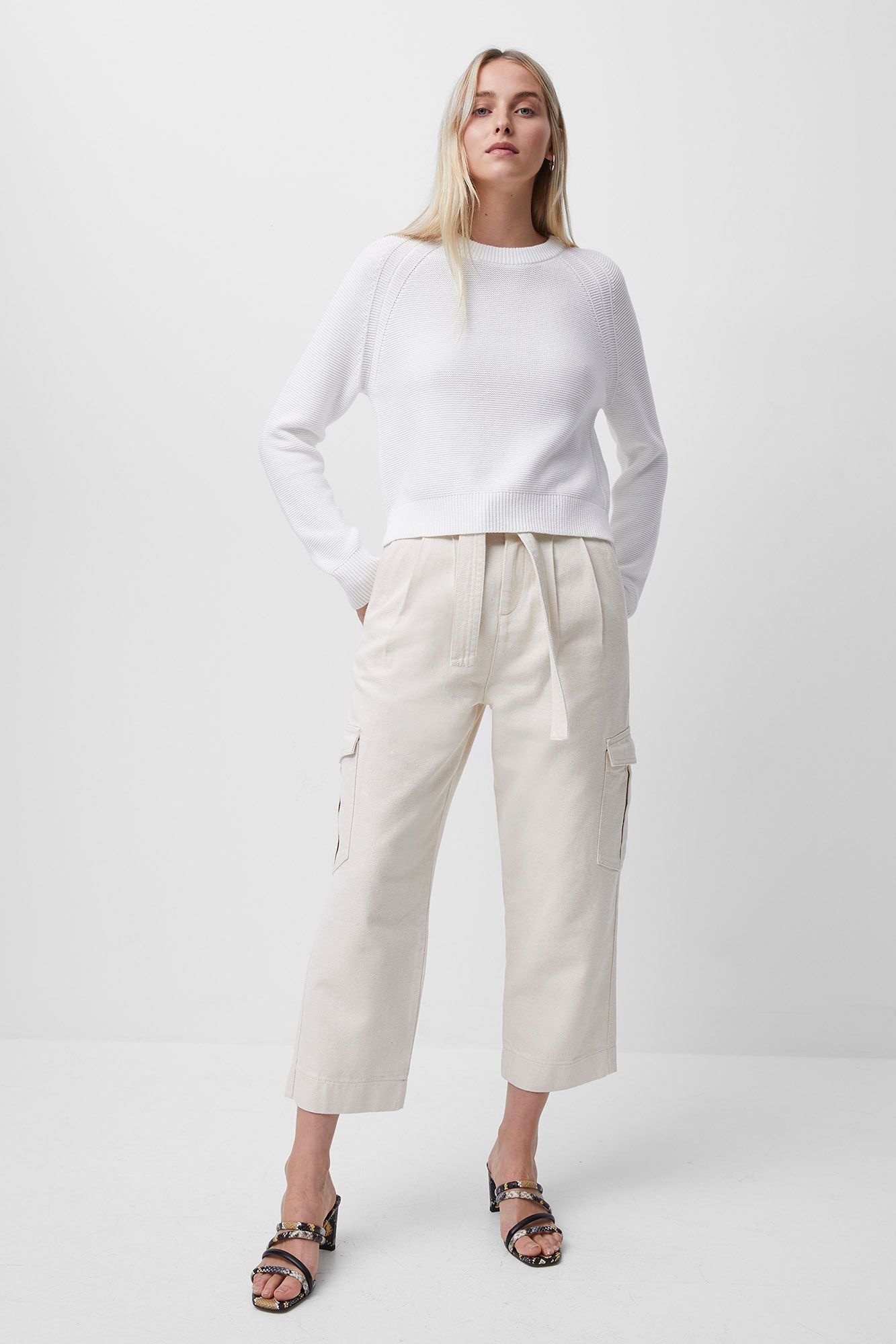 French Connection Lilly Mozart Crew Neck Jumper in White