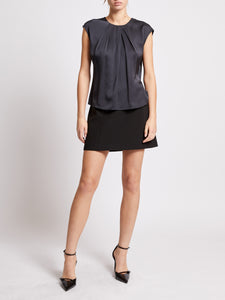 French Connection Sera Satin Sleeveless Blouse in Navy