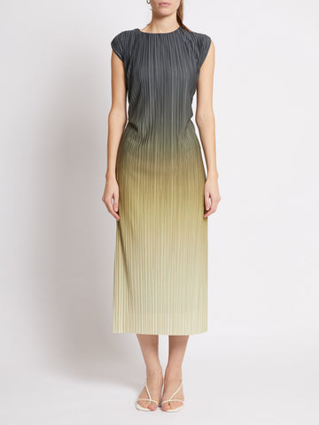 French Connection Pleated Ombre Midi Dress in Khaki