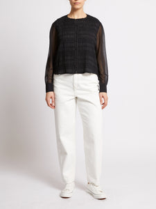 French Connection Canary Pleated Long Sleeve Shirt in Black