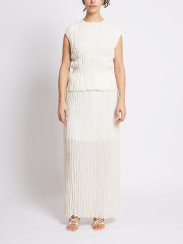 French Connection Smocked Sleeveless Top in Cream
