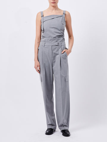 French Connection Franklin Ruched Strappy Buckle Top in Grey