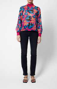 French Connection Darla Eloise High Neck Top in Fuchsia