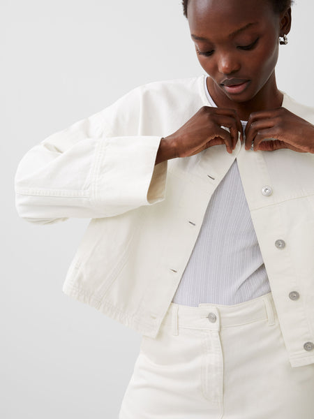French Connection Denver Denim Relaxed Wide Sleeve Jacket in White