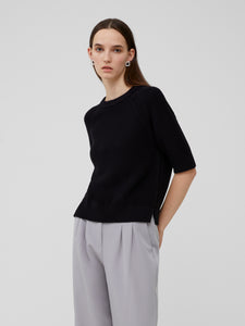 French Connection Lily Mozart Short Sleeve Jumper in Black