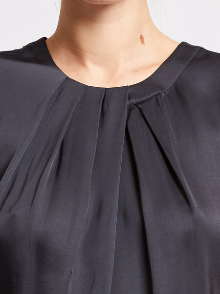 French Connection Sera Satin Sleeveless Blouse in Navy
