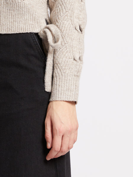 French Connection Tina Cable Tie Jumper in Taupe