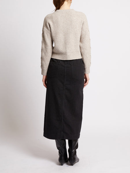 French Connection Tina Cable Tie Jumper in Taupe