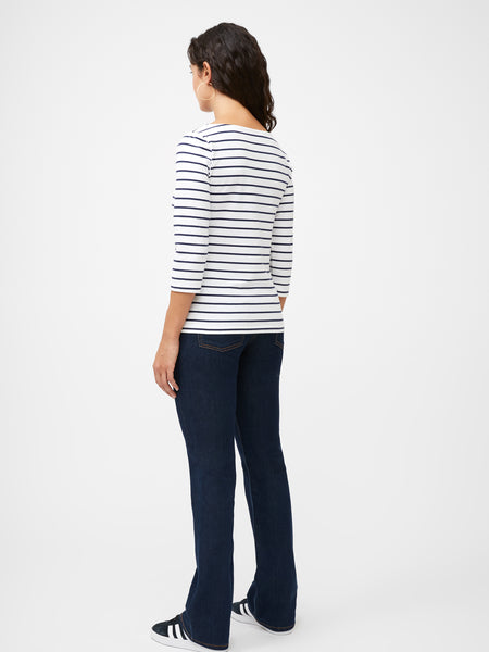 Great Plains 3/4 Sleeve Navy Stripe Top in White
