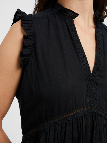Great Plains Double Cotton Sleeveless Top in Black