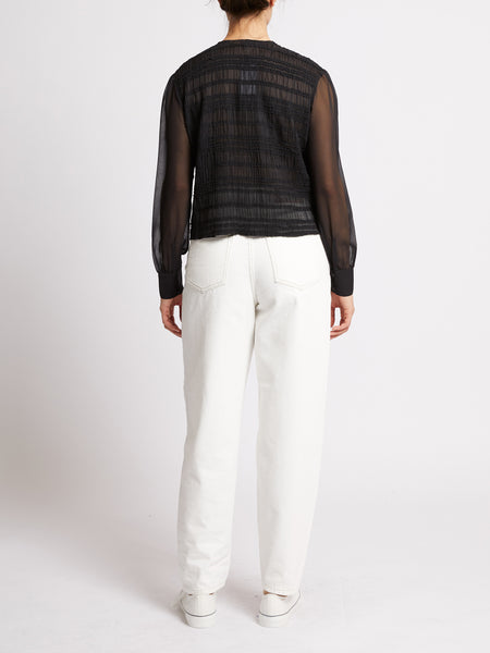 French Connection Canary Pleated Long Sleeve Shirt in Black