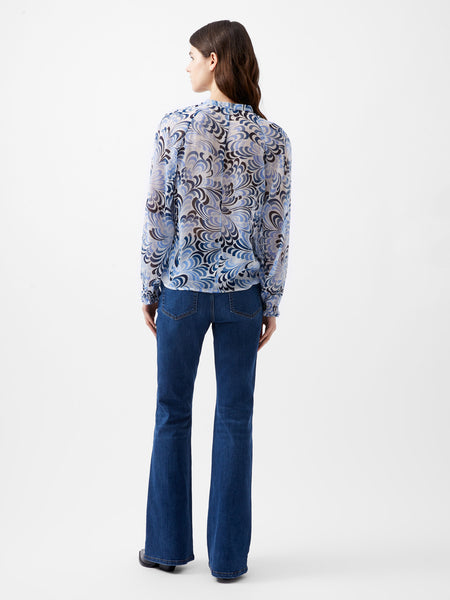 French Connection Diandra Hallie Crinkle Blouse in Blue