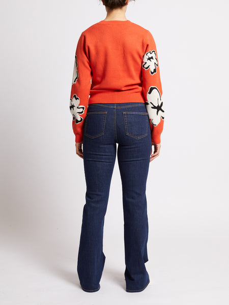 French Connection Floral Jacquard Jumper in Orange