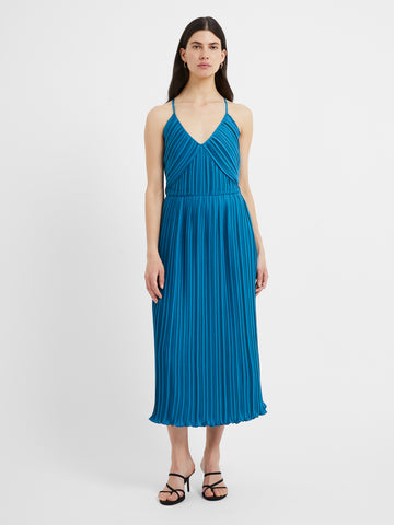 Great Plains Summer Pleated Strappy Dress in Teal