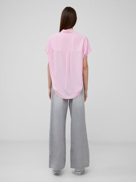 French Connection Crepe Light Cap Sleeve Popover Shirt in Pink