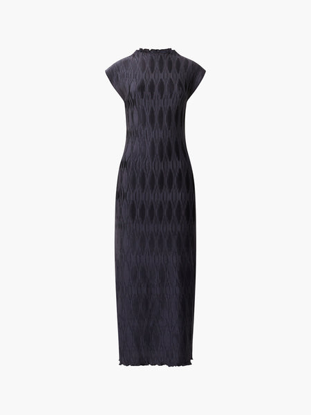 French Connection Moira Pleated Dress in Navy