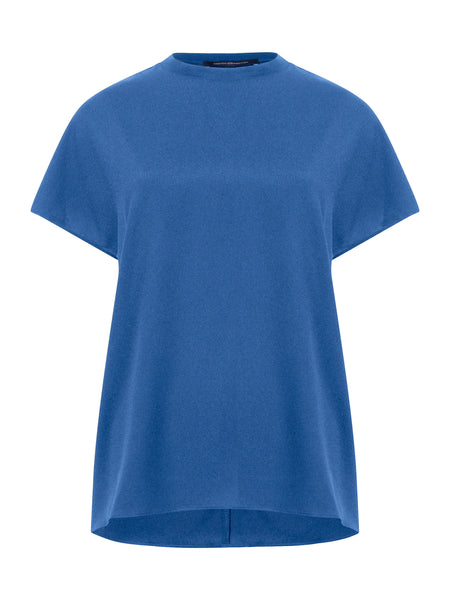 French Connection Crepe Light Crew Neck Top in Blue