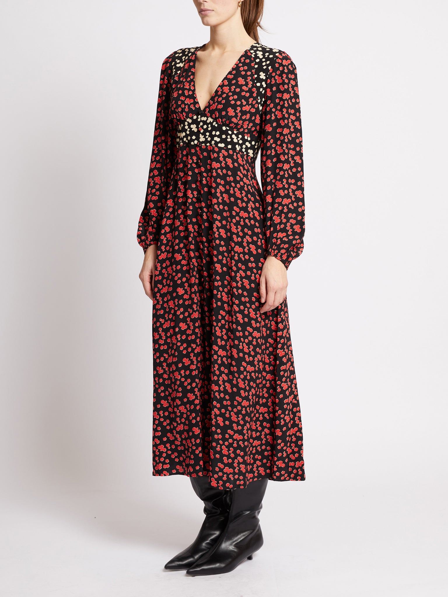 French Connection Harriet Delphine Midi Dress in Red