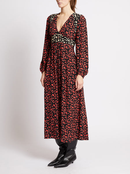 French Connection Harriet Delphine Midi Dress in Red