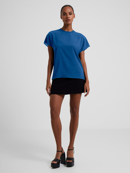 French Connection Crepe Light Crew Neck Top in Blue