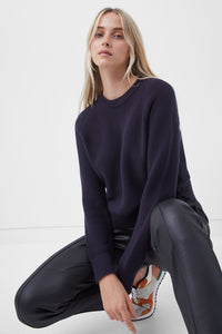 French Connection Lilly Mozart Crew Neck Jumper in Navy