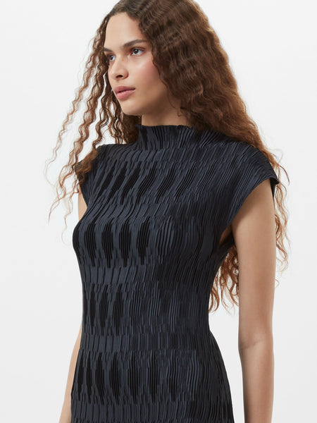 French Connection Moira Pleated Dress in Navy