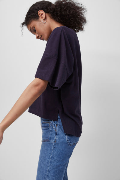 French Connection Tally Crew Neck Top in Navy