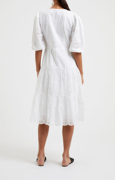 French Connection Broderie Anglaise Midi Dress in White