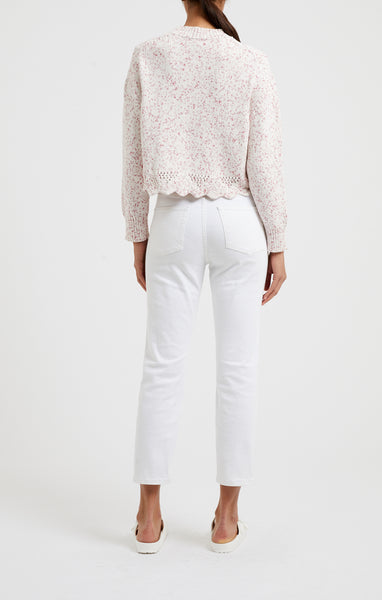 French Connection Nevanna Recycled Scallop Hem Sweater in Pink