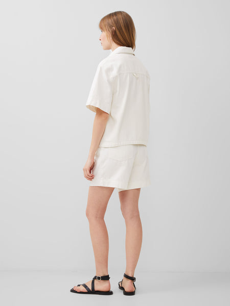 French Connection Finley Denim Short Sleeve Shirt in White