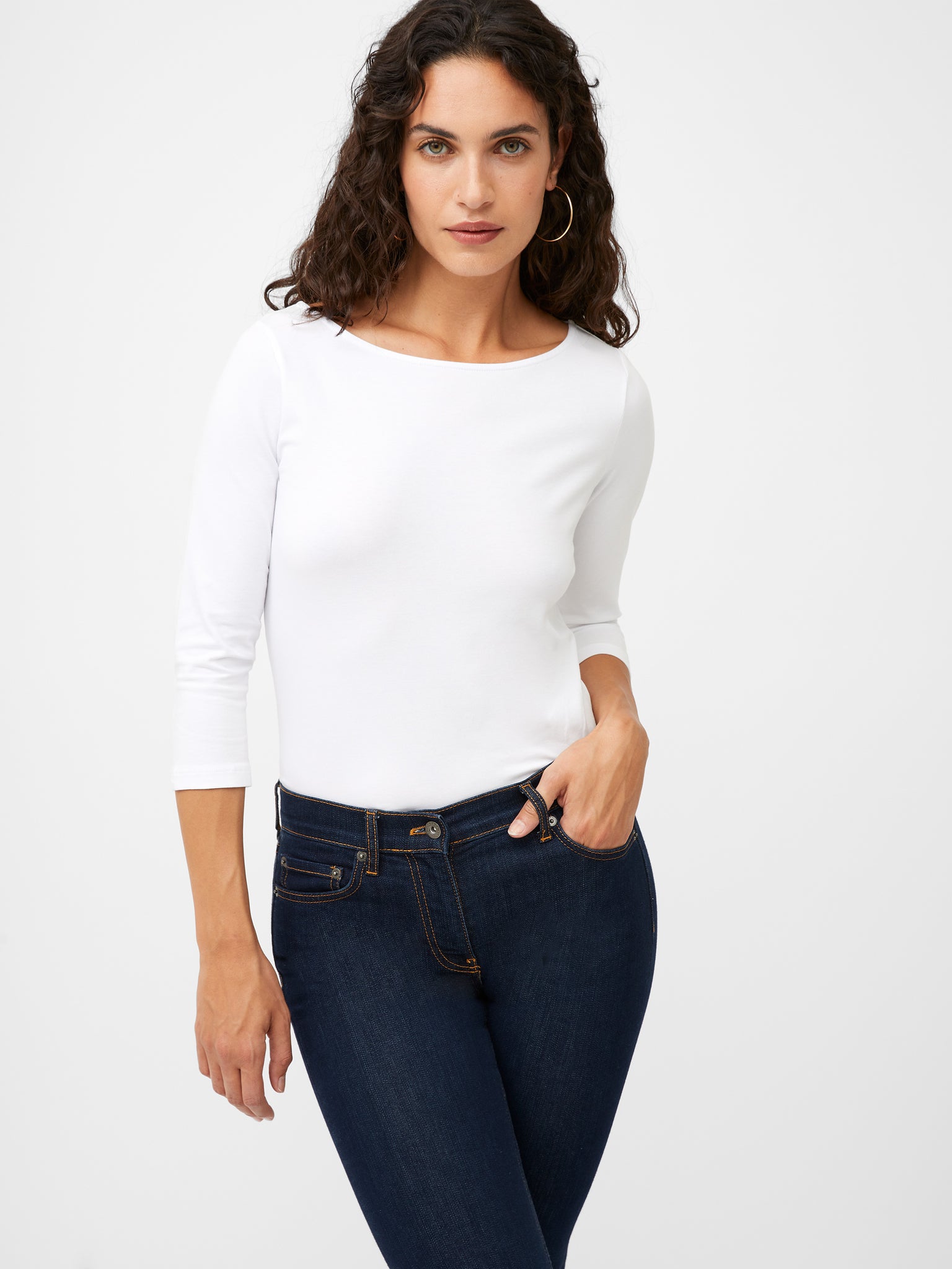 Great Plains 3/4 Sleeve Top in White