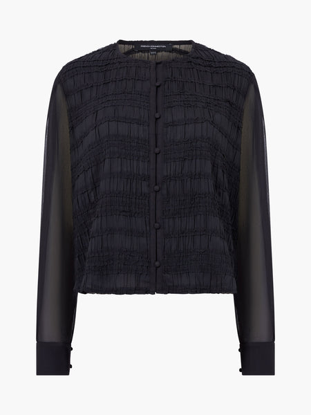 French Connection Canary Pleated Long Sleeve Shirt in Black