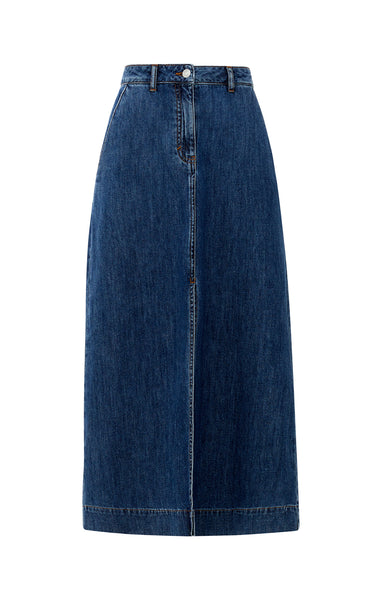 French Connection Denver Denim Midaxi Skirt in Blue