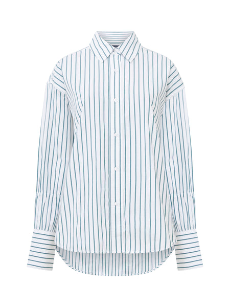 French Connection Rhodes Poplin Sleeve Detail Shirt in White