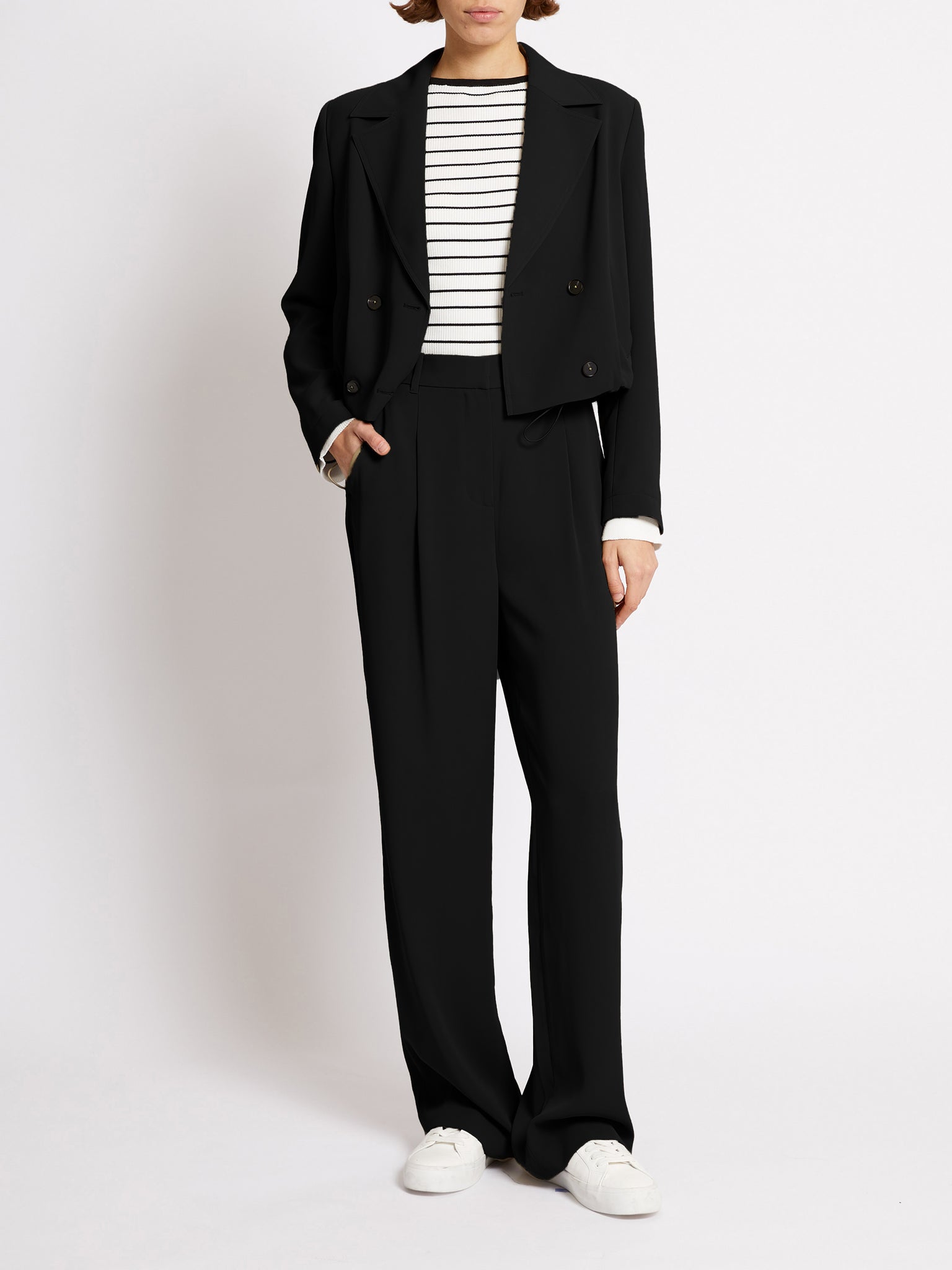 French Connection Vinnie Tailored Cropped Jacket in Black