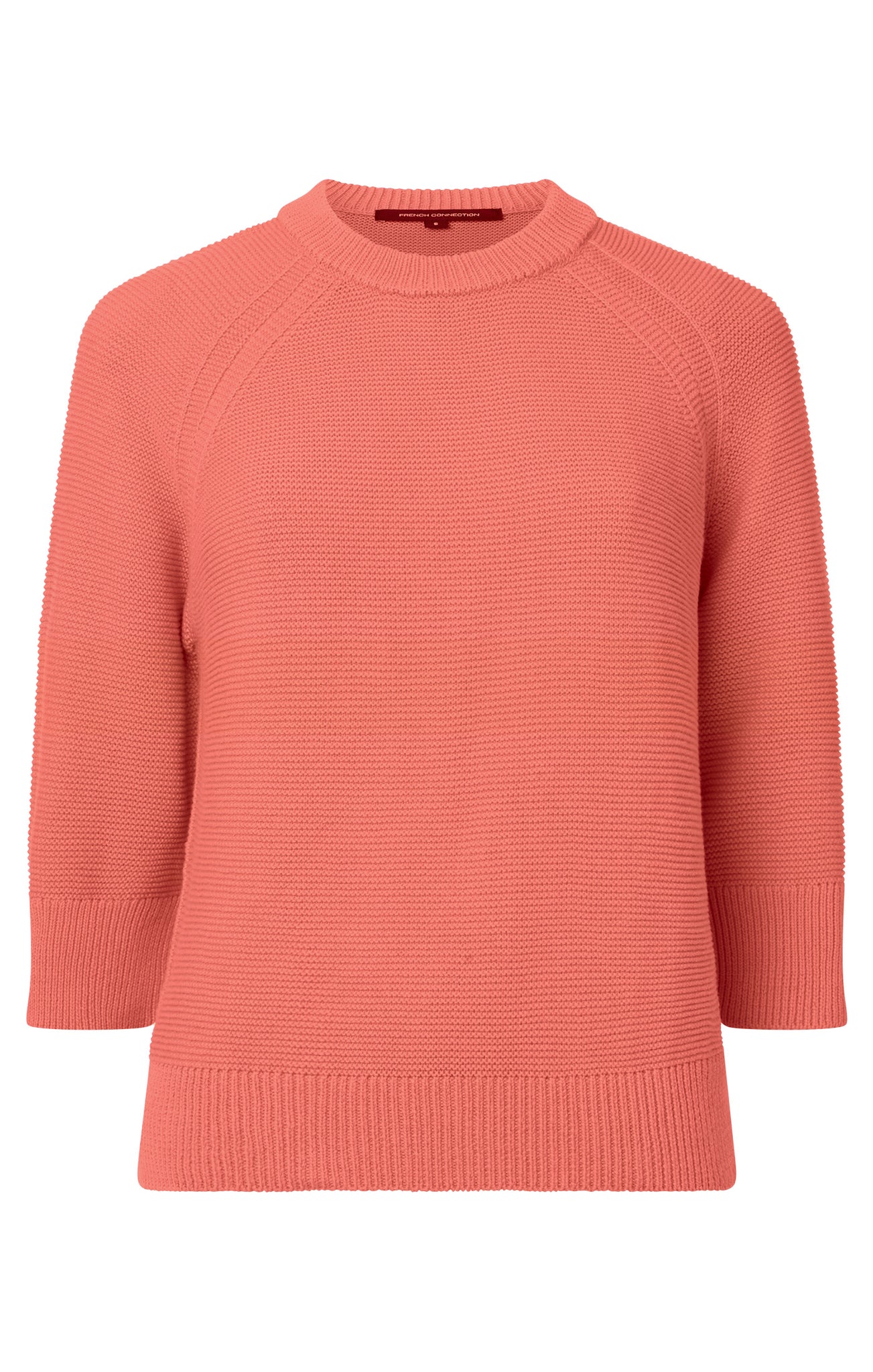 French Connection Lily Mozart Short Sleeve Jumper in Coral