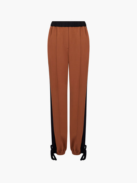 French Connection Bella Twill Contrast Trousers in Brown
