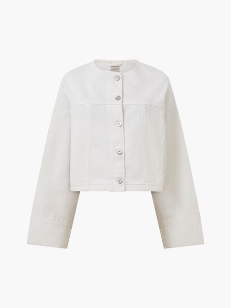 French Connection Denver Denim Relaxed Wide Sleeve Jacket in White