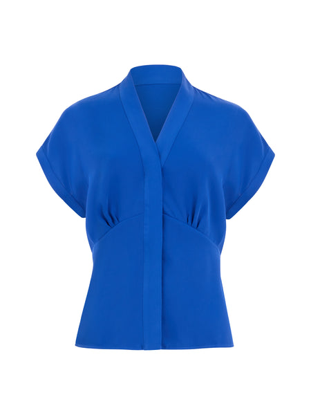 French Connection Carmen Recycled Crepe Blouse in Blue