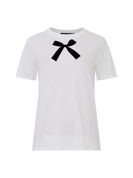 French Connection Bow Graphic T-Shirt in White