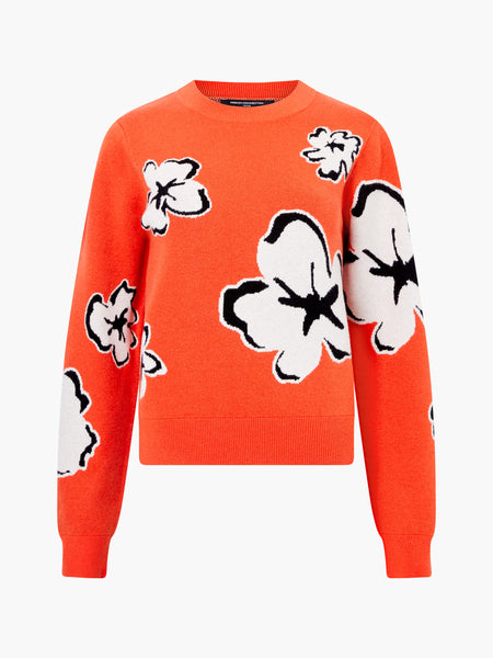 French Connection Floral Jacquard Jumper in Orange
