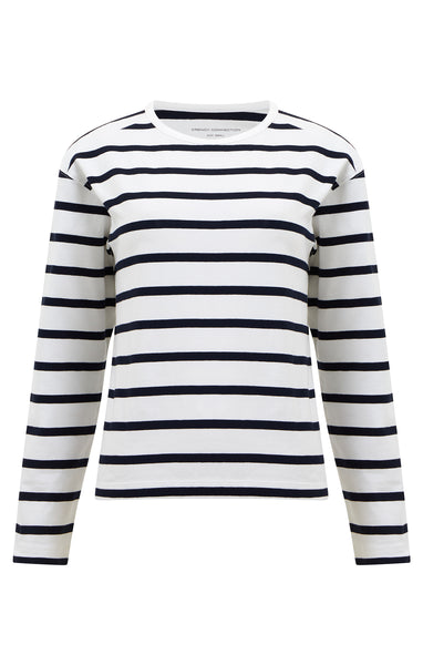 French Connection Rallie Stripe Slash Neck Top in White