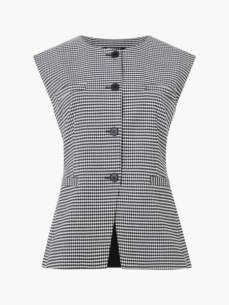 French Connection Holden Houndstooth Crew Neck Waistcoat in Black