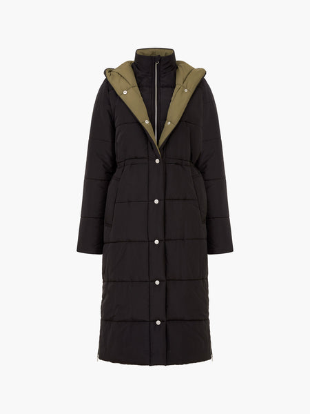 French Connection Auden Double Front Puffer Coat in Black